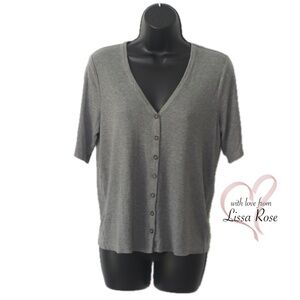 Lexi Rib V-neck Button Top (Marine Layer)